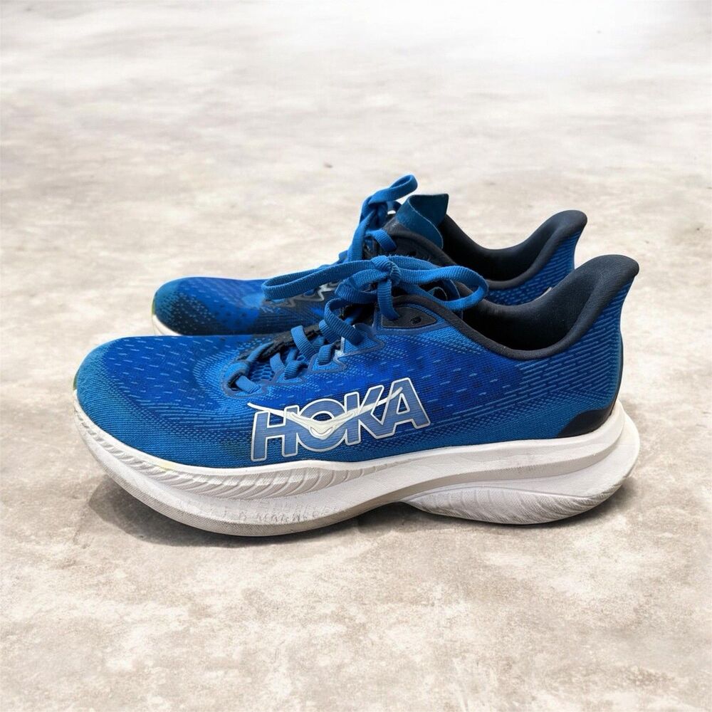 HOKA Mach 6 Men's Lace Up Athletic Sneakers Blue/White/Green/Black Size 7